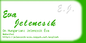 eva jelencsik business card